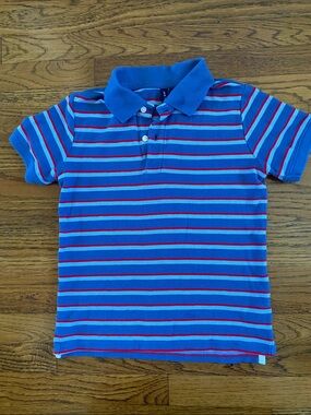 Janie and Jack Boys Blue Stripe Polo Shirt Size 7